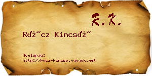 Rácz Kincső névjegykártya
